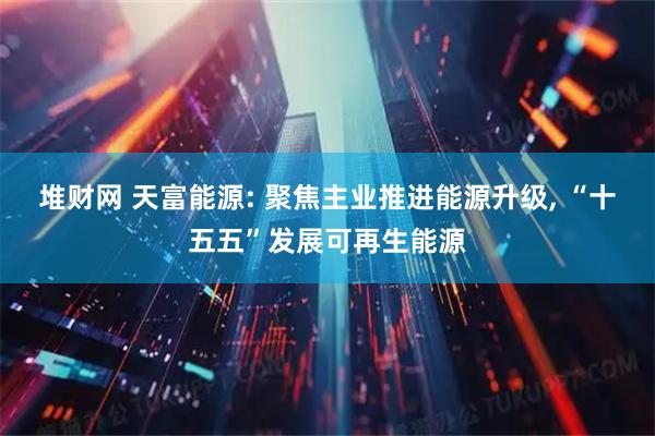 堆财网 天富能源: 聚焦主业推进能源升级, “十五五”发展可再生能源